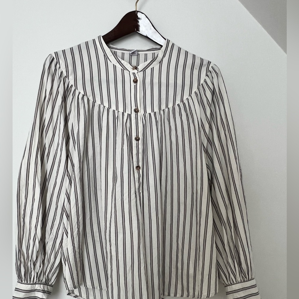 Old Navy Black and White Striped Blouse